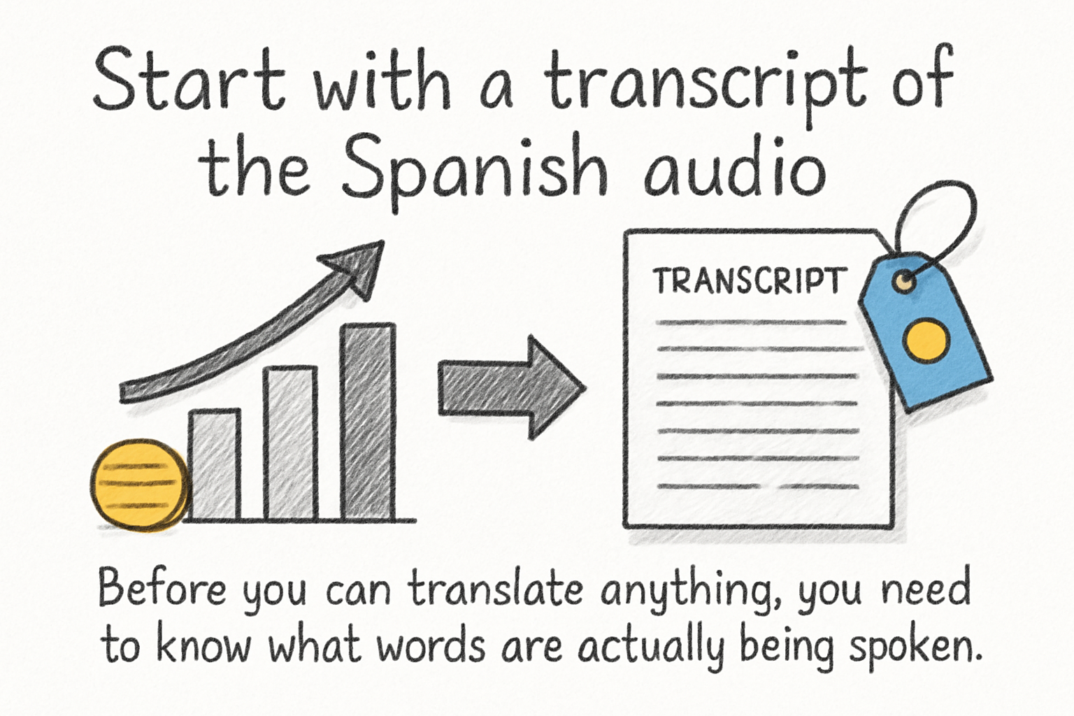 Infographic: Start with a transcript of the Spanish audio