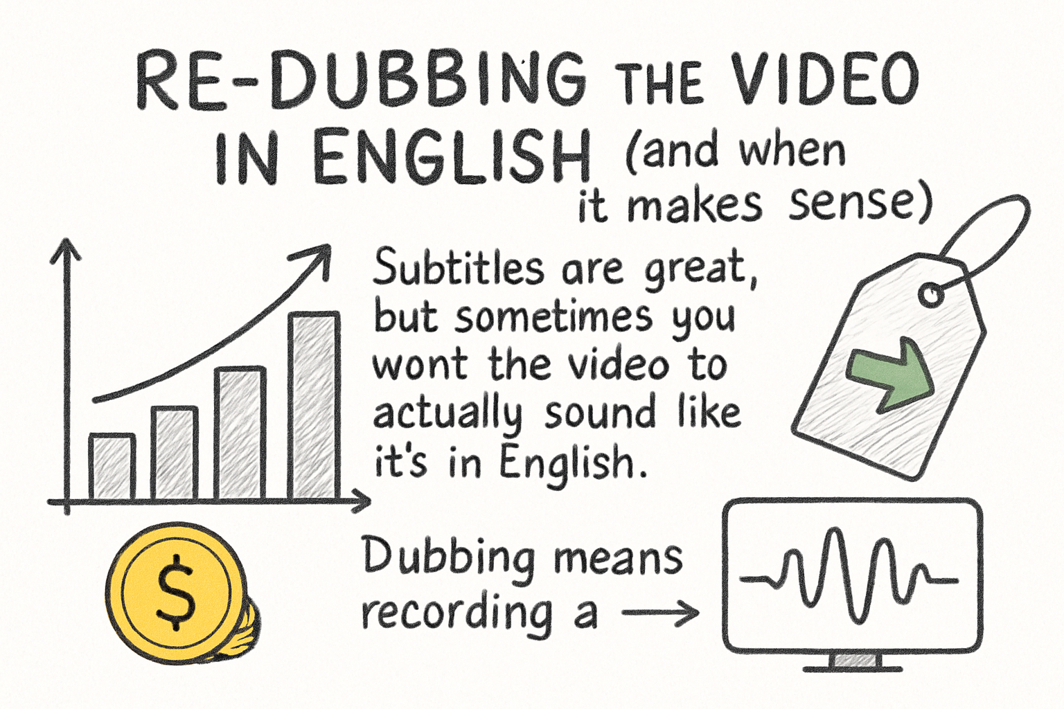 Infographic: Re-dubbing the video in English (and when it makes sense)
