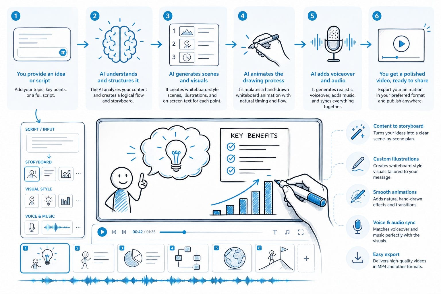 Infographic: What an AI whiteboard animation maker actually does