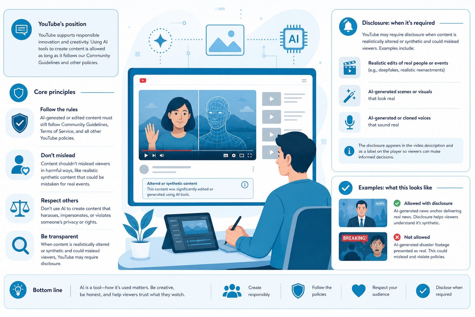 Infographic: What YouTube actually says about AI-generated content