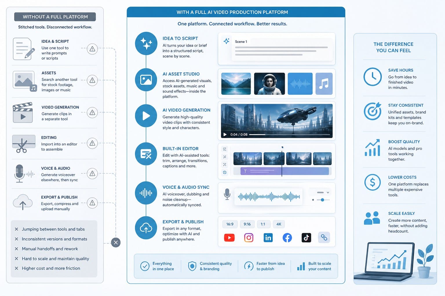 Infographic: What a full AI video production platform actually does differently
