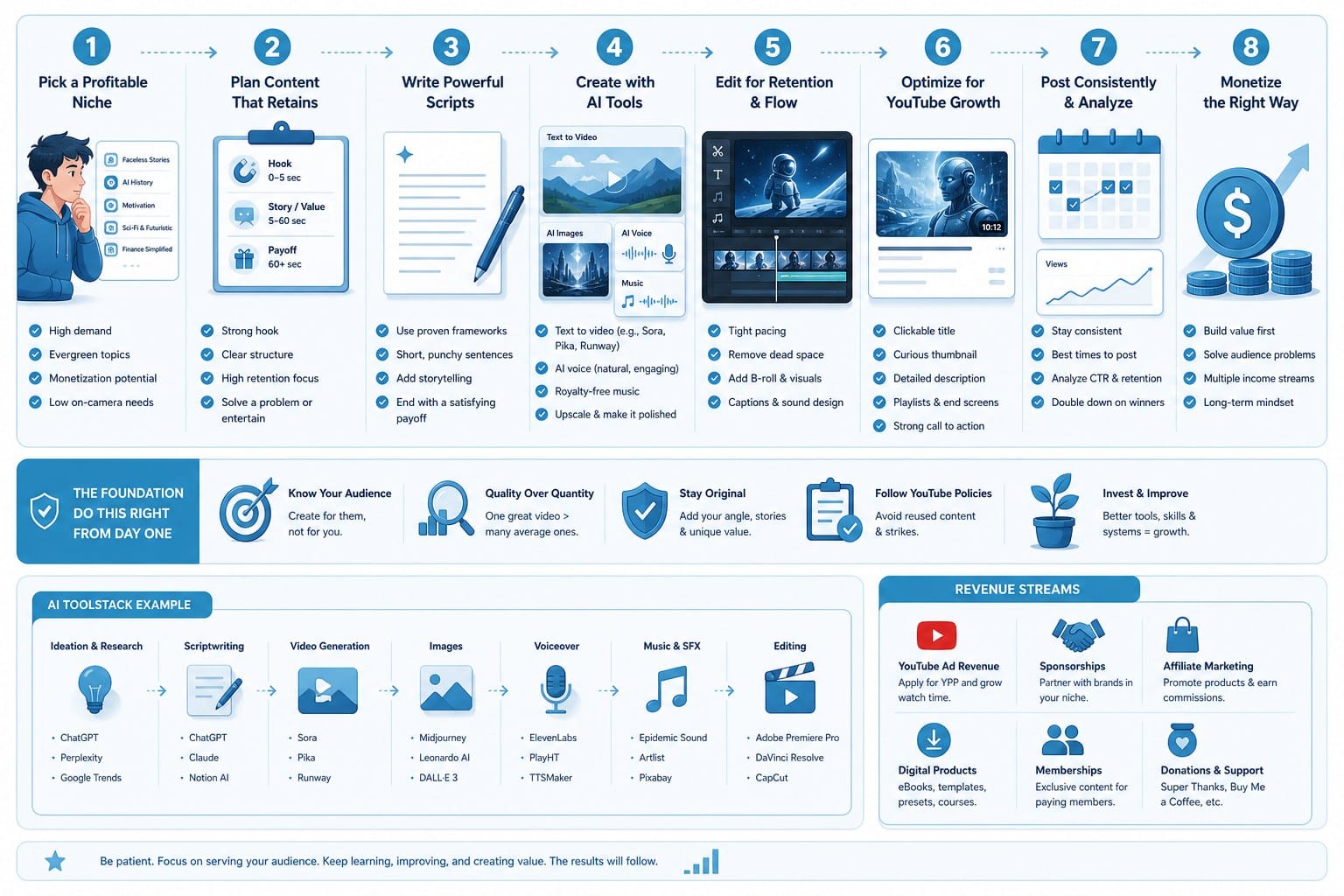 Infographic: How to build a monetizable AI video channel the right way