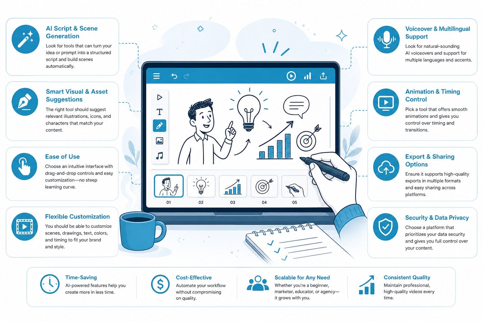 Infographic: What to look for when choosing an AI whiteboard animation maker